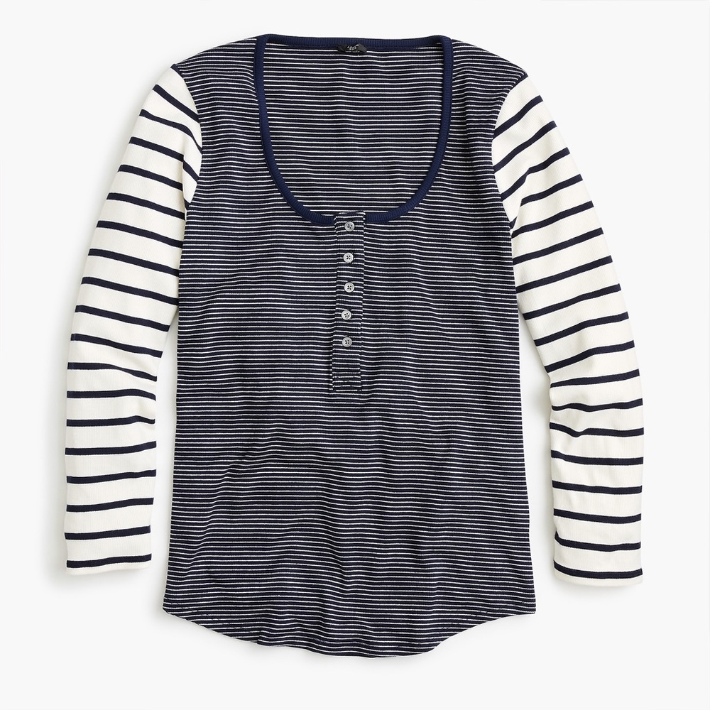 J. Crew Scoopneck Henley in Mixed Stripe
